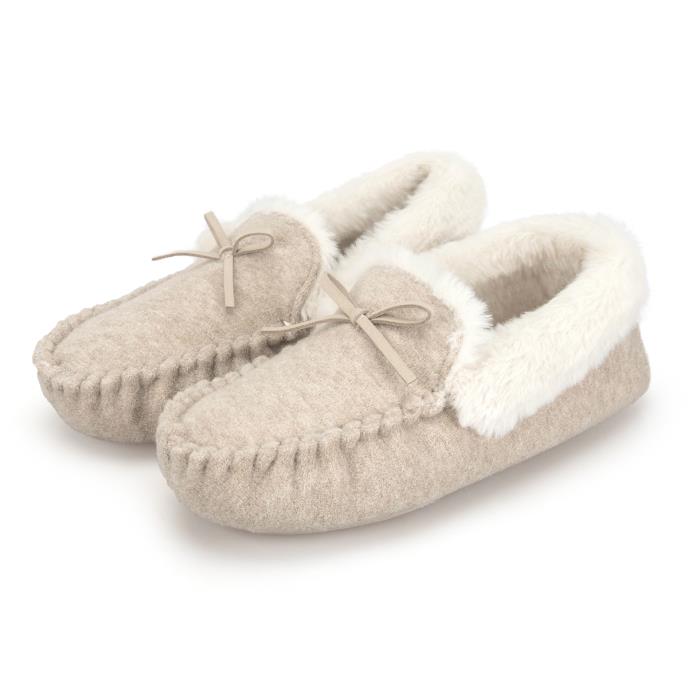 totes toasties® Ladies Velour Moccasin Slippers Taupe Extra Image 2